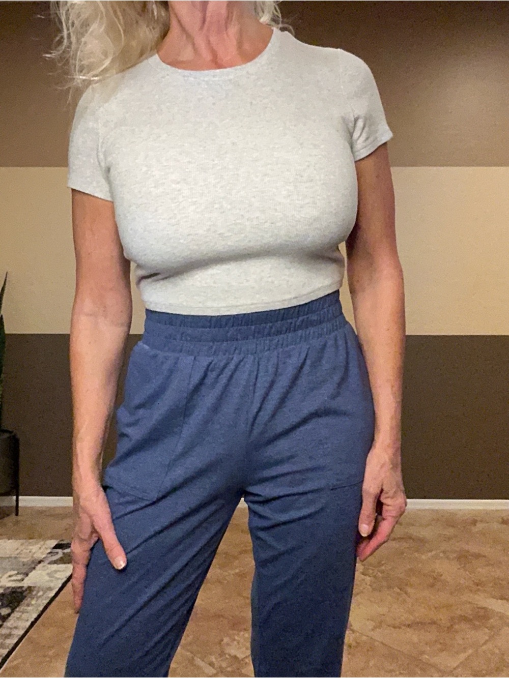 Garage Grey Ribbed Cropped Tee large